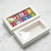 Boîte coulissante en papier kraft personnalisée avec fenêtre transparente et logo, emballage alimentaire de qualité supérieure pour macarons et biscuits, vente en gros