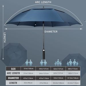 Parapluie de golf <span class=keywords><strong>grand</strong></span> format 30 pouces, résistant au vent, double couche, coupe-vent, avec logo personnalisé imprimé, vente en gros - Product Image 2