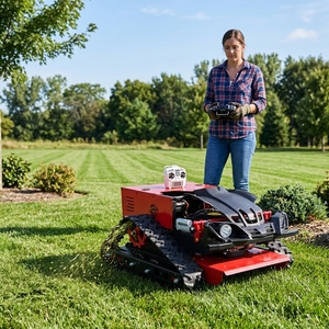 Vente directe usine Nouveaux tondeuses à gazon hybrides essence-électriques télécommandées tout-terrain Portée 100m Largeur de travail 55cm Acier - Product Image 6