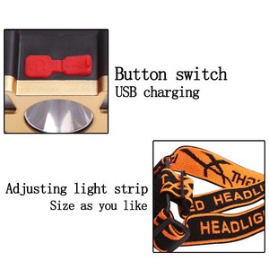 USB có thể sạc lại siêu sáng <span class=keywords><strong>LED</strong></span> thợ mỏ của đèn pin năm đèn pha PVC cơ thể AAA pin từ xa gắn trên đầu IP44 cho câu cá - Product Image 5
