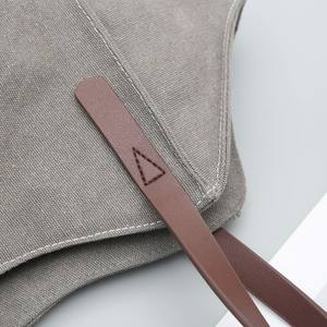 Custom Creative Durable <b>Large</b> Capacity Dumpling Shape Canvas Tote <b>Bag</b> Reusable Portable Cotton Lining Leather Customized Logo - Product Image 6