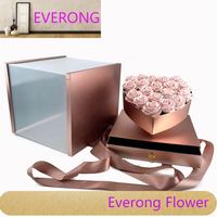 Coffret Cadeau Acrylique Haut de Gamme EVERONG-SFE047 Savon Artificiel Fleurs Rose Cadeaux pour la Saint Valentin Fête des Mères