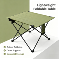 Table pliante légère en tissu Oxford, portable, pour le camping et les pique-niques en plein air