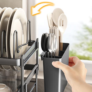 2024 yeni stil çift katmanlı çanak drenaj raf mutfak metal sofra depolama tutucu <span class=keywords><strong>lavabo</strong></span> kase plaka organize raf - Product Image 6