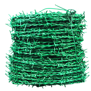 Fil barbelé simple brin enduit de PVC antirouille, vert et noir, pour clôture extérieure - Product Image 1