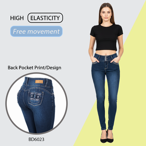Jeans a <span class=keywords><strong>Vita</strong></span> Alta da <span class=keywords><strong>Donna</strong></span> <span class=keywords><strong>in</strong></span> Cotone Elasticizzato e Spandex, Consegna Rapida dal Magazzino USA, <span class=keywords><strong>Pantaloni</strong></span> <span class=keywords><strong>in</strong></span> Denim per Uso Quotidiano - Product Image 1