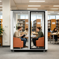 Cabine de bureau insonorisée modulaire pour 3 personnes, cabine de réunion privée, pod acoustique mobile avec prise, roulettes pivotantes, verre trempé