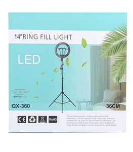 Qx360 <span class=keywords><strong>14</strong></span> Inch 36W Vòng Ánh Sáng Với Điện Thoại Chủ Đèn Tripod Cho Video Trực Tiếp Streaming Vòng 200Cm Đứng - Product Image 3
