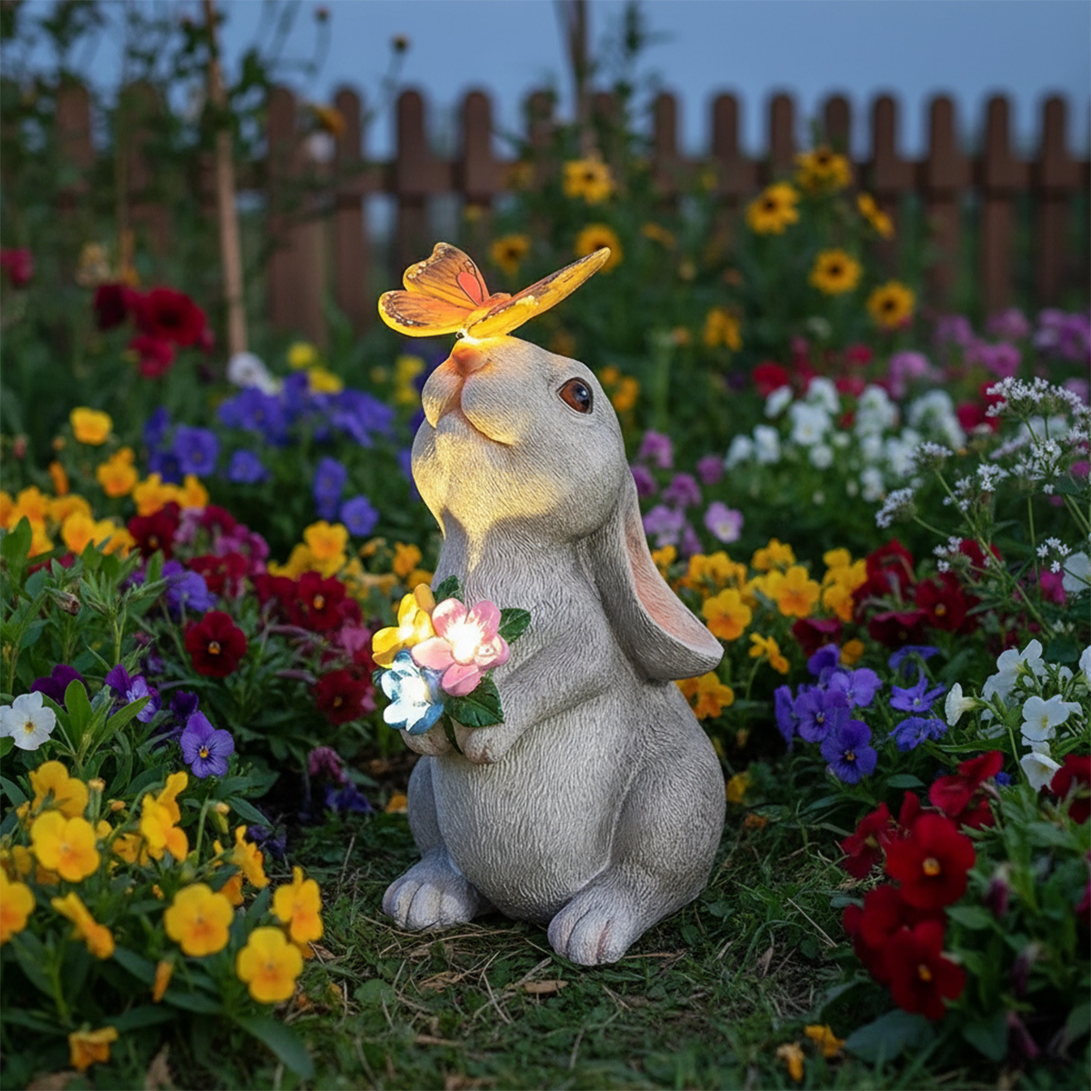 Waterproof LED Resin Bunny Statue Solar Garden Light Outdoor Landscape Lamp for Patio, Yard and Lawn Decor with IP65