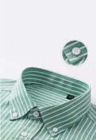 Kemeja Pria Lengan Panjang Motif Garis Vertikal Gaya Smart Casual Mewah Ringan 100% Katun Kerah Kancing