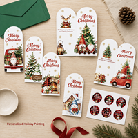 Cartes de Noël personnalisées en gros, feuilles d'autocollants découpés à la forme irrégulière, impression personnalisée pour les fêtes, OEM ODM