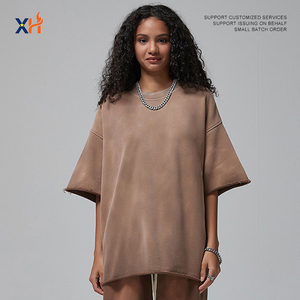 เสื้อยืดผู้ชายสีดำทรงหลวมขนาดใหญ่พิเศษ 400 GSM ผ้าคอตตอน 100% ถักแบบสบายๆ ไม่เป็นขุย สั่งทำโลโก้ได้ ขายส่ง - Product Image 2