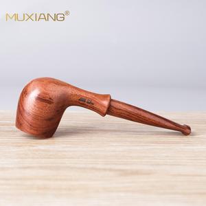 Muxiang Rosewood Smoking Pipe Bent Type 9mm Carbon Filter Solid Wood Tobacco Pipe For Men Gift - Product Image 3