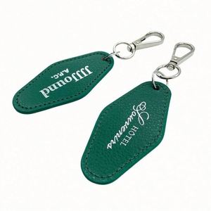 Porte-clés en cuir personnalisé de haute qualité, gravable, avec logo de voiture en sérigraphie PU, corde tressée au laser, motif losange, pour hôtel - Product Image 1