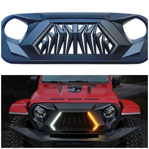 Accesorios para coche 4x4, rejilla de parachoques delantero, parrilla de tiburón, rejilla de rejilla delantera <span class=keywords><strong>negra</strong></span> mate para <span class=keywords><strong>Jeep</strong></span> para Wrangler JK <span class=keywords><strong>Rubicon</strong></span> 2007-2018 - Product Image 2
