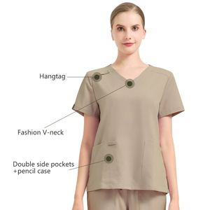 高品质男女通用短袖牙科诊所磨砂套装女式宠物医院兽医医用制服编织布厂家价格 - Product Image 5