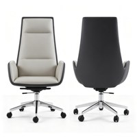 Chaise de bureau exécutive moderne ergonomique confortable à hauteur réglable avec base en acier et revêtement en cuir PU pivotante pour la maison et les bureaux professionnels
