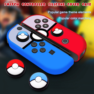 เคสซิลิโคนสำหรับจอยคอนโทรลเลอร์ Nintendo <span class=keywords><strong>Switch</strong></span> พร้อมฝาครอบป้องกันลาย Pokball สีน้ำเงินแดง - Product Image 3