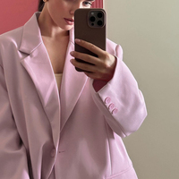 Qualité usine personnalisé 2025 automne rose formel bureau dames costumes taille élastique pantalon pantalon et femmes Blazer ensemble