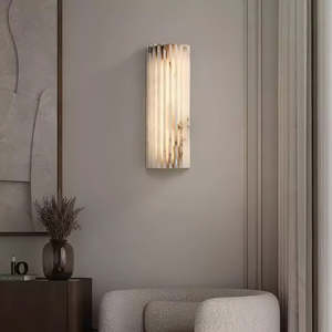 LED Wall <b>Sconce</b> Alabaster Metal Nordic Modern Luxury Villa Hotel Corridor Bedroom Fluted Ribbed Texture Designer High Power Art - Product Image 3