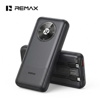 Batería Externa REMAX RPP-38 de 20000mAh con Carga Rápida de 22.5W, Cables Dobles Integrados, Cargador Portátil con Pantalla LED