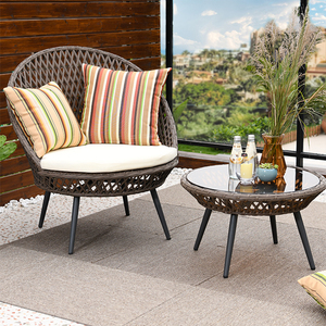 Restaurante del jardín o patio al aire libre Mesa sillas 3pc compacto de mimbre balcón <span class=keywords><strong>muebles</strong></span> <span class=keywords><strong>para</strong></span> pequeño balcón - Product Image 3