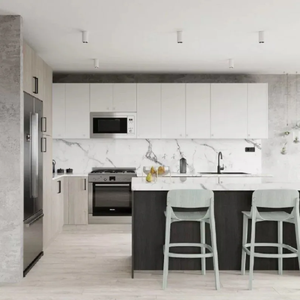 Conception personnalisée Armoires de cuisine bon marché Finition mélamine Armoire de cuisine blanche à <span class=keywords><strong>vendre</strong></span> Armoires de cuisine européennes modulaires - Product Image 1