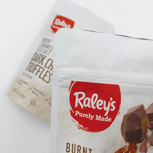 Sacs d'emballage à fermeture éclair en plastique doublés <span class=keywords><strong>de</strong></span> papier d'aluminium à impression complète personnalisée <span class=keywords><strong>de</strong></span> biscuits au <span class=keywords><strong>caramel</strong></span> aux noix blanc mat - Product Image 5
