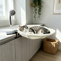 Personnalisé 360 °   Hamac pliable rotatif pour chat, lit rond doux pour petits et moyens animaux, à poser sur table au bureau