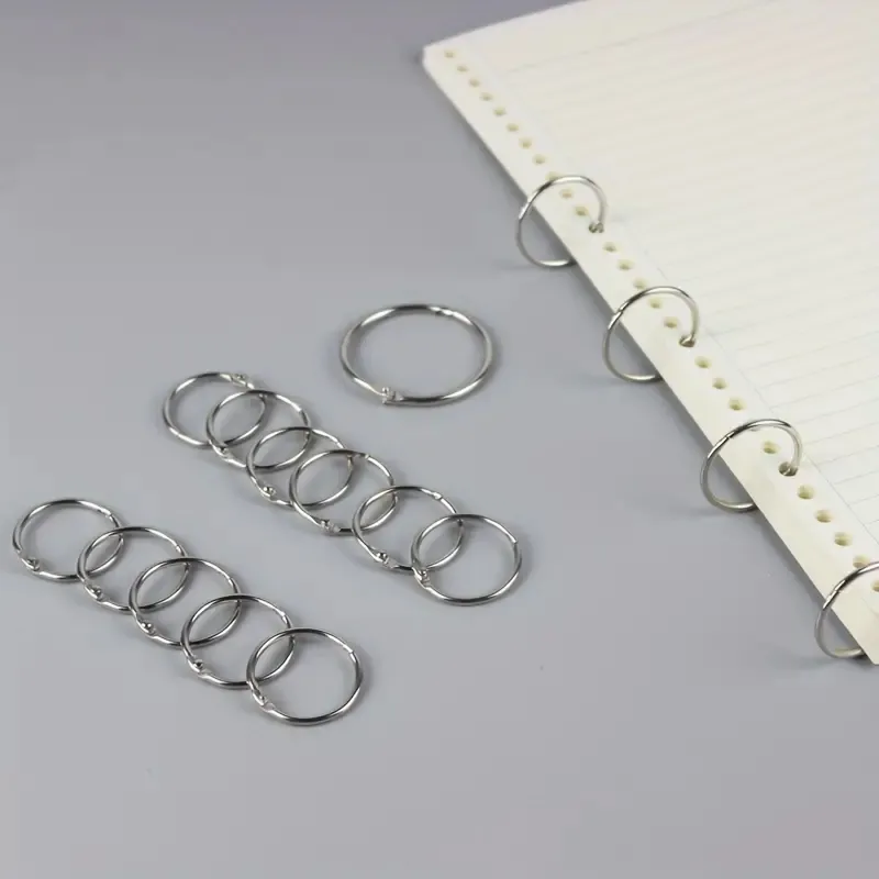 Cincin pengikat buku populer cincin pengikat buku daun longgar cincin Binder logam nyaman Logo khusus belajar buku kantor cincin 1-4c cetak