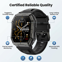 Montre connectée GPS K78 avec batterie de 1000 mAh, écran HD de 1,95 pouce, boussole, montre connectée sport pour hommes