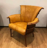 Fauteuil d'appoint vintage en bois personnalisable, dossier incurvé, style rétro mi-siècle, pour salon, hôtel, mobilier de loisirs