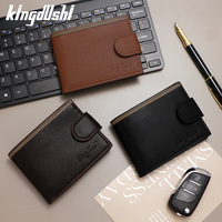 Dompet pendek pola Lychee pria, lintas batas sederhana dompet koin Slot Multi kartu kancing magnetik penutupan terbuka poliester