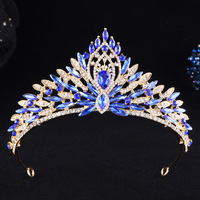 Nouvelle Couronne de Mariée Européenne et Américaine, Tiara Baroque en Strass Œil de Cheval, Accessoire Cheveux pour Studio Photo, Coiffe de Mariage en Alliage
