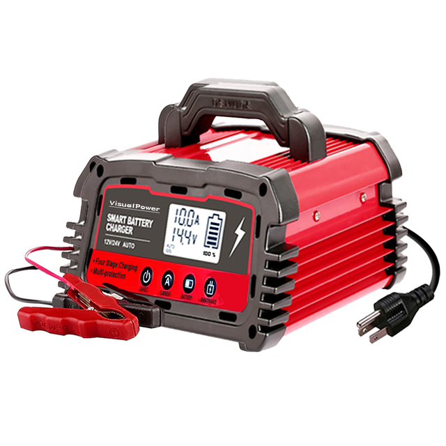 Full Automatic Car Battery Charger Intelligent Pulse Repair Battery Charger 12V/24V Truck Motorcycle Charger