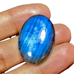 พลอยลาบราโดไรต์ธรรมชาติ เกรด AA ทรงคุชชั่น สีฟ้า ขนาด 15 มม. สำหรับทำแหวน ผ่านการขัดเงาด้วยน้ำมัน/แว็กซ์ - Product Image 1