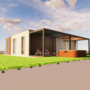 Cabaña Prefabricada Escandinava de Concepto Abierto, Villa Familiar Prefabricada de Lujo, Cabaña Modular en Forma de L con <span class=keywords><strong>Jacuzzi</strong></span> - Product Image 3