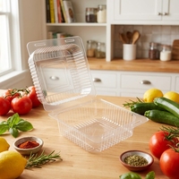 Boîte à gâteau carrée jetable en PET recyclé avec couvercle transparent, épaisseur 0,5 mm, pour aliments pour animaux de compagnie, avec couvercle à charnière et gaufrage