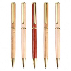 Stylo bille en bambou recyclable, écologique, avec logo personnalisé imprimé, design Slim Twist - Product Image 1