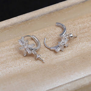 Support de boucles d'oreilles en argent S925 fait main, accessoires de bricolage, support vide à fond plat pour perles de 12,5 mm et coquillages, taille 25 mm - Product Image 4