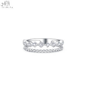 Proveedor de Hong Kong de joyería: Anillos apilables para uso diario para mujeres, anillo de oro macizo de 18 quilates con diamantes naturales para el Día de San Valentín - Product Image 1