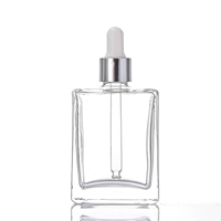Bouteilles cosmétiques en verre transparentes plates carrées vides de 20 ml, 30 ml, 50 ml avec compte-gouttes et sérigraphie pour collyres – Vente en gros