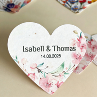 Carte d'invitation de mariage personnalisée en papier grainé de graines de fleurs sauvages, marque privée