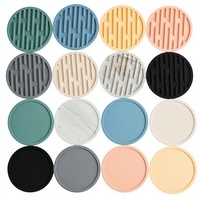 Sous-verre et set de table en silicone isolant thermique, motif marbre style nordique, épaissi, rond, pour usage domestique