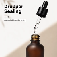 Flacon compte-gouttes en verre ambré givré 15ml 20ml 30ml 50ml 100ml, récipient pour sérum avec compte-gouttes en plastique noir de 18mm