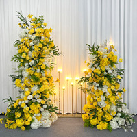 Nouvelle Arche de Fleurs Artificielles en Soie Jaune Chaud Faite à la Main pour Arrangements Floraux Mariage Hortensias Roses Artificielles