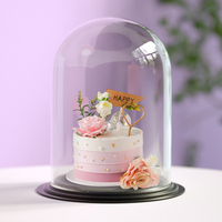 Fleur Ornement Cache-Poussière Incassable Polycarbonate En Plastique Cadeau D'anniversaire Simulé Bougie Gâteau Stand Affichage Dôme pour Mariage