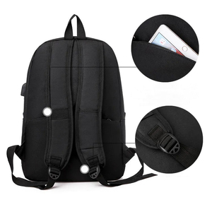 Klasik tasarım su geçirmez laptop sırt çantası şarj portu hafif kolej okul siyah bookbag açık rahat sırt çantası - Product Image 5