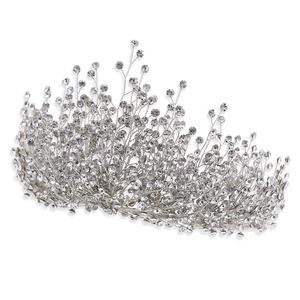 Couronne de mariage en cristal complet argenté brillant, diadème de princesse de luxe, accessoires de <span class=keywords><strong>cheveux</strong></span> <span class=keywords><strong>pour</strong></span> fête, bandeau <span class=keywords><strong>pour</strong></span> <span class=keywords><strong>cheveux</strong></span> - Product Image 1