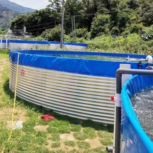 Nieuwe type, populaire verkoop, gegalvaniseerde stalen ronde viskweektank, op maat gemaakte afmeting, SYGH merk, aquacultuur apparatuur - Product Image 3